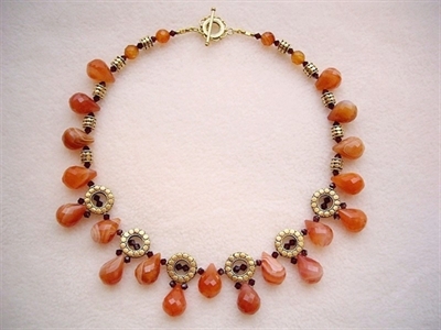 Picture of Carnelian, Swarovski Crystals and 24 carat Gold plated Components