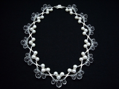 Picture of Clear Quartz, Swarovski Crystals, Fresh Water Pearls and 925 Silver Components
