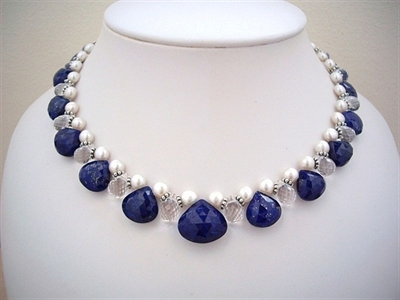 Picture of Fresh Water Pearls, Lapis Lazuli and 925 Silver Components