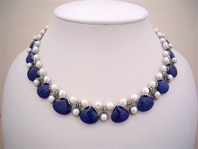 Picture of Fresh Water Pearls, Lapis Lazuli and 925 Silver Components