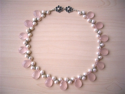 Picture of Fresh Water Pearls, Rose Quartz and 925 Silver Components